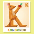 K is for Kangaroo. Letter K. Kangaroo, cute illustration. Animal alphabet. Royalty Free Stock Photo