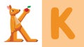 K is for Kangaroo. Letter K. Kangaroo, cute illustration. Animal alphabet. Royalty Free Stock Photo