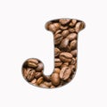 J, letter of the alphabet - coffee beans background