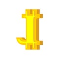 J letter bitcoin font. Cryptocurrency alphabet. Lettering virtual money. Vector illustration