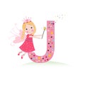 J letter with a cute fairy tale