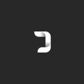 J letter gradient logo monogram, black and white smooth linear geometric shape, ribbon form initial emblem mockup for business