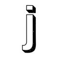 J letter hand-drawn symbol. Vector illustration of a small English letter j. Hand-drawn black and white Roman alphabet