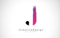 J Letter Logo Design with Creative Pink Purple Brush Stroke.