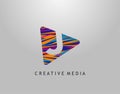 J Letter Logo. Play Media Concept Design Perfect for Cinema, Movie, Music,Video Streaming Icon or symbol