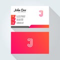 J Letter Modern Minimal Abstract Alphabet Business card design template