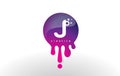 J Letter Splash Logo. Purple Dots and Bubbles Letter Design