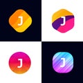 J letter vector company icon signs flat symbols logo set Royalty Free Stock Photo