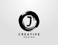 J Logo With Circle Splatter Element. VintageCircle Wave logo design template Royalty Free Stock Photo