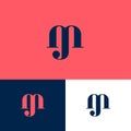 J and M monogram. J, M letters combined. Logo on different backgrounds.