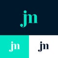 J and M monogram. J, M letters combined. Logo on different backgrounds.