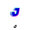 J monogram with stereo effect. J letter with movement and shift.