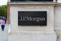 The J.P.Morgan sign logo on a building in London financial district Royalty Free Stock Photo