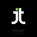J and T, initials or logo for personal and corporate identity. JT - monogram or logotype. Vector design element or icon with green Royalty Free Stock Photo
