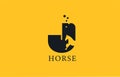 J yellow black horse alphabet letter logo icon with stallion shape inside. Creative design for business and company Royalty Free Stock Photo