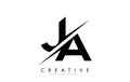 JA J A Letter Logo Design with a Creative Cut Royalty Free Stock Photo