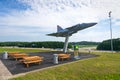 JA 37 Viggen memorial monument with restplace