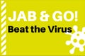 Jab and Go - Beat the Virus Vector Illustration on a green backgound virus logo