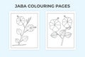 Jaba flower coloring page. Black and white flower ornament. Floral ornament drawing. Jaba flower doodle outline vector. Kids