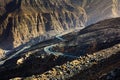 Jabal Jais mountain road at sunset. The highest mountain in the