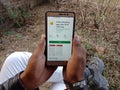 jabalpur, India - december 2019: all in one online shopping app presenting on smart phone screen, holded hand mobile concept