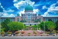 Jabatan Perdana Menteri at daytime on blue sky background in Putrajaya, Malaysia