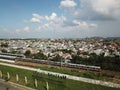 The Jabodetabek commuter line electric train passes at Cikarang Bekasi Station