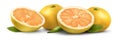 Jabong (pomelo) fruit with a slice on a white background. Generative AI