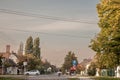 JABUKA, SERBIA - OCTOBER 9, 2022: Panorama of a typical rural street of a countryside village, Jabuka, in Serbia, Vojvodina, with