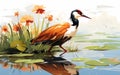 Jacana on a Crisp White Background -Generative Ai