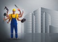 Jack of all trades concept with worker Royalty Free Stock Photo