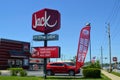Jack in the Box Restaurant exterior. Jack in the Box is an American fast-food restaurant chain. Royalty Free Stock Photo