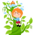 Jack and the magic beanstalk. Vector illustration