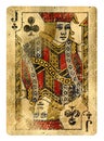 Jack of Clubs Vintage playing card - isolated on white