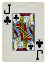 Jack of Clubs Vintage playing card - isolated on white