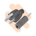 Jack connector Made of metal with a smooth and shiny finish. Flat vector illustration Royalty Free Stock Photo