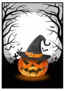 Jack on the dark grave forest illustration for halloween