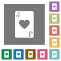 Jack of hearts card square flat icons Royalty Free Stock Photo