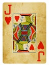 Jack of Hearts Vintage playing card - isolated on white Royalty Free Stock Photo
