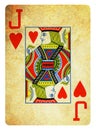 Jack of Hearts Vintage playing card - isolated on white Royalty Free Stock Photo