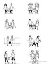 Jack and Jill monochrome Illustrations set of eight