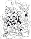Jack lantern, coloring book, funny illustration Royalty Free Stock Photo