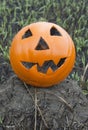 Jack lantern for Halloween of a basketball on scorched earth