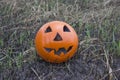 Jack lantern for Halloween of a basketball on scorched earth