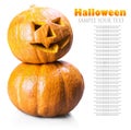 Jack lantern for Halloween made of pumpkin isolated Royalty Free Stock Photo