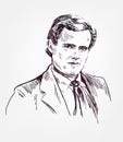 Jack london isolated vector sketch portrait