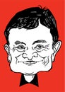 Jack Ma cartoon on Red Royalty Free Stock Photo