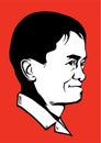 Jack Ma cartoon drawing on Red Royalty Free Stock Photo