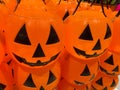 Jack-o'-lantern baskets for Trick or Treat in Halloween Royalty Free Stock Photo