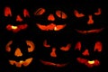 Jack o'lantern faces fill the frame Royalty Free Stock Photo